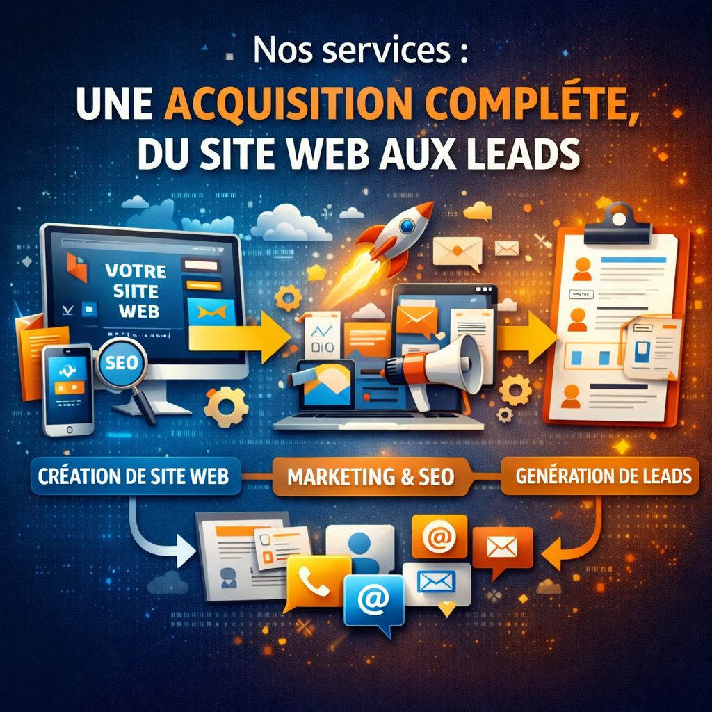 Nos services : une acquisition complète, du site web aux leads